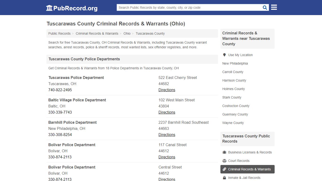 Tuscarawas County Criminal Records & Warrants (Ohio)